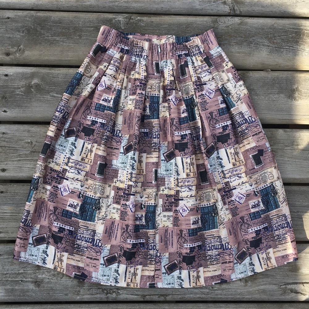 Letter Collage Print Vintage Inspired Skirt - Picture 6 of 8